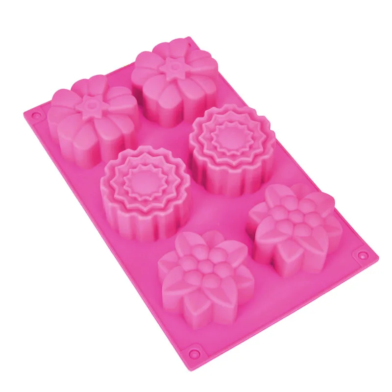 6 Cavity Flower Shaped Silicone DIY Handmade Soap Mold US Seller