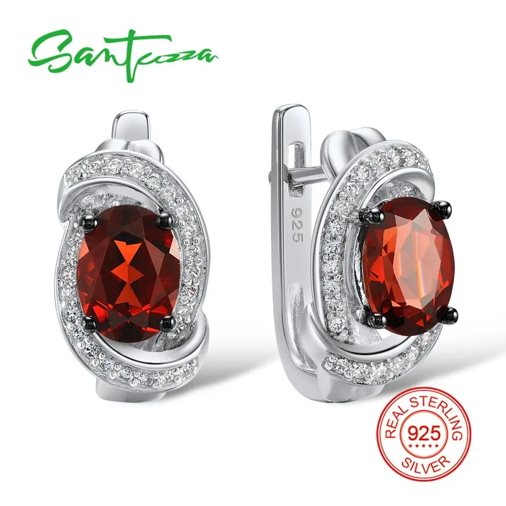 

SANTUZZA Silver Earrings For Women 925 Sterling Silver Stud Earrings Silver 925 with Stones Cubic Zirconia brincos Jewelry