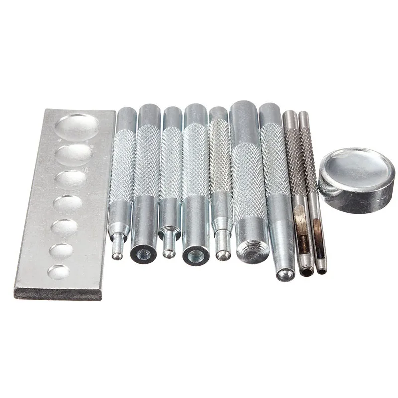 

11pcs Leathercraft Tool Die Punch Snap Rivet Setter Base Kit Set Diy Type 633/655/831/201 _WK