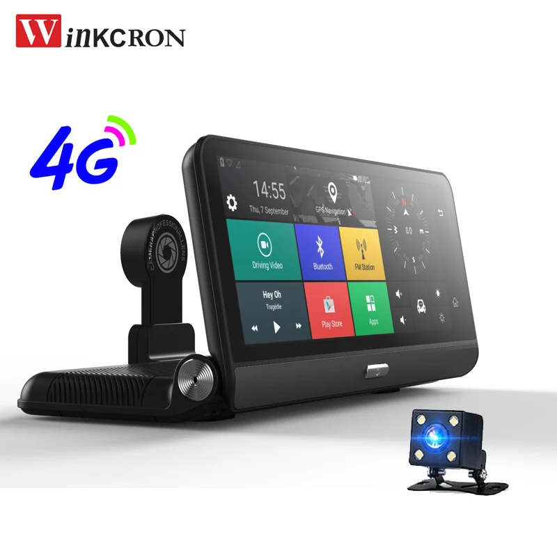 Автомобильный видеорегистратор 4G 8 дюймов IPS экран GPS навигация Android 5 0 FHD 1080P Wi Fi