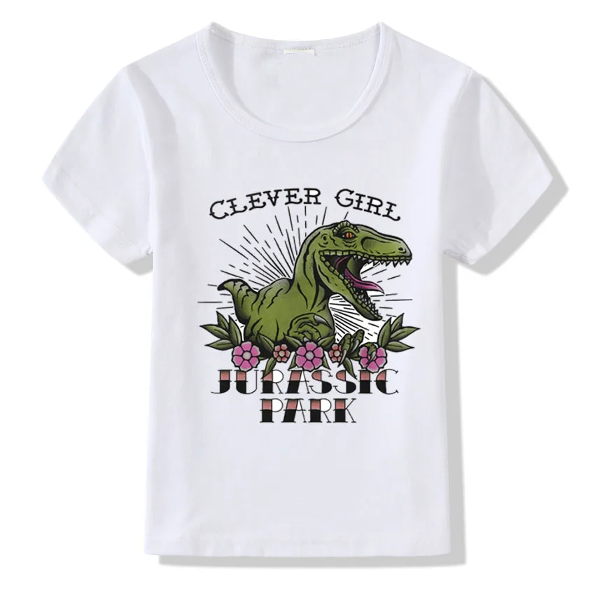 Футболка с динозавром в стиле Харадзюку Детская летняя одежда футболка с 3D принтом Юрского периода повседневные белые топы для маленьких мальчиков