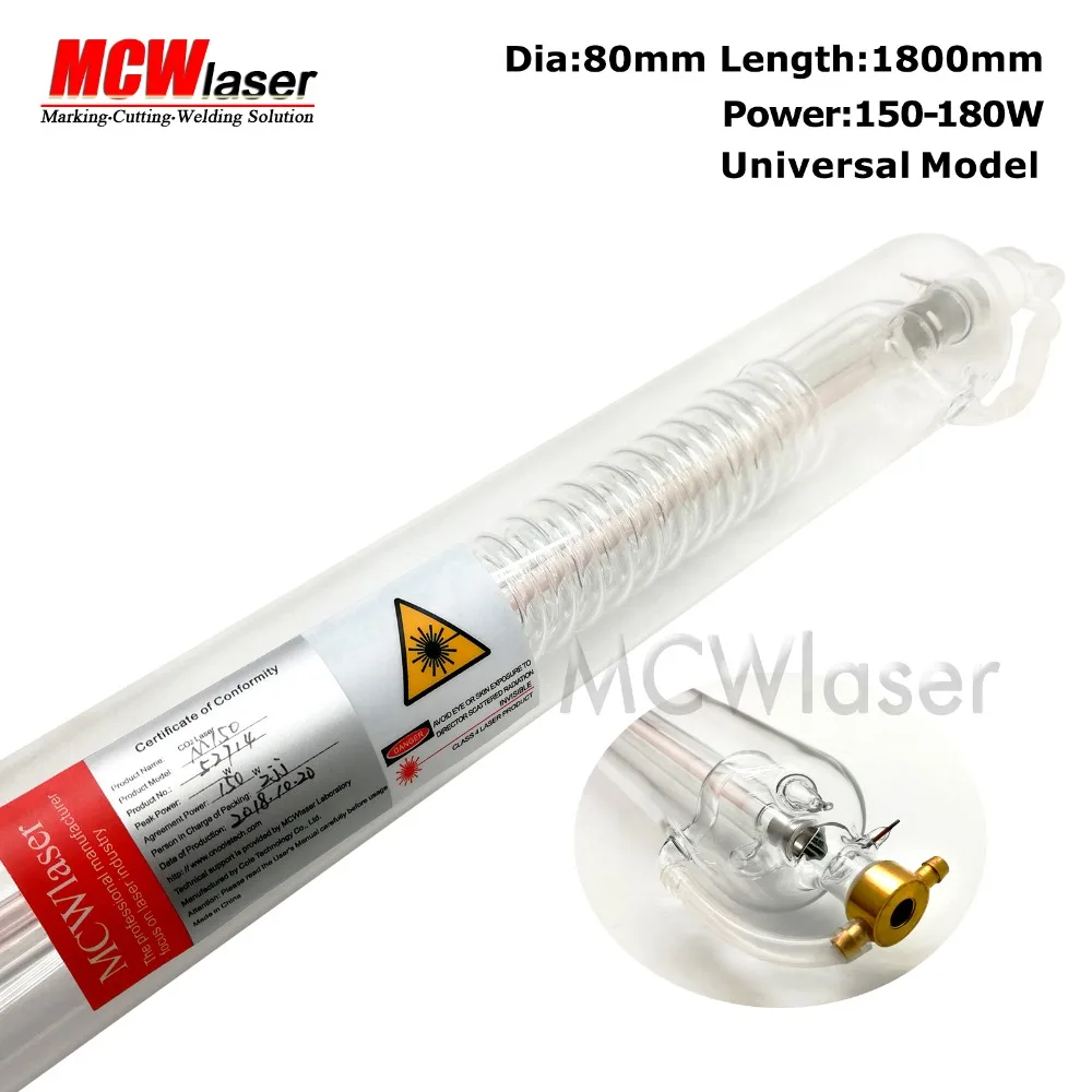 MCWlaser 150 Вт (пиковая мощность 180 Вт) CO2 лазерная трубка универсальная EFR RECI Замена