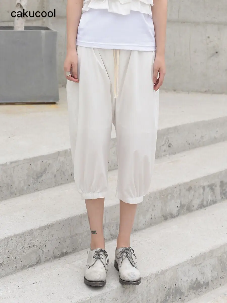 

Cakucool 2019 new summer dark wind Japanese simple and comfortable light and breathable loose seven points harem pants women