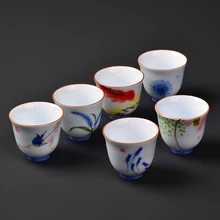 

White Porcelain Tea Cup Ceramic Tea Cups Chinese Kung Fu Celadon Cups Drinkware Oolong Tea Sets W $