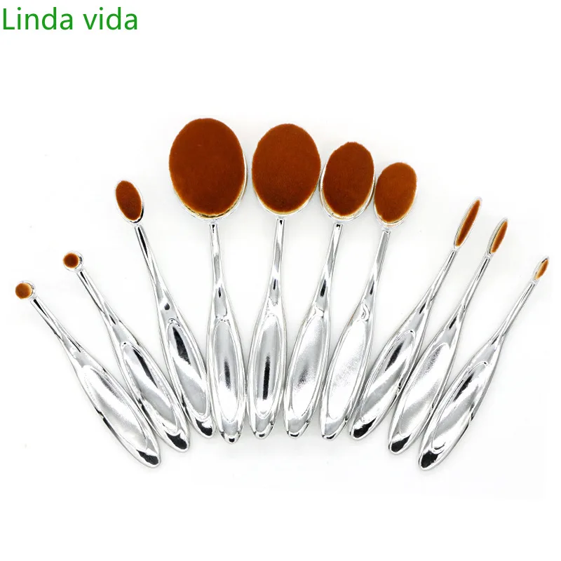 

LINDAVIDA 10PCS Toothbrush Type Foundation Brush BB Cream Powder Makeup Brush Set Kabuki Brush beginner tool painting set