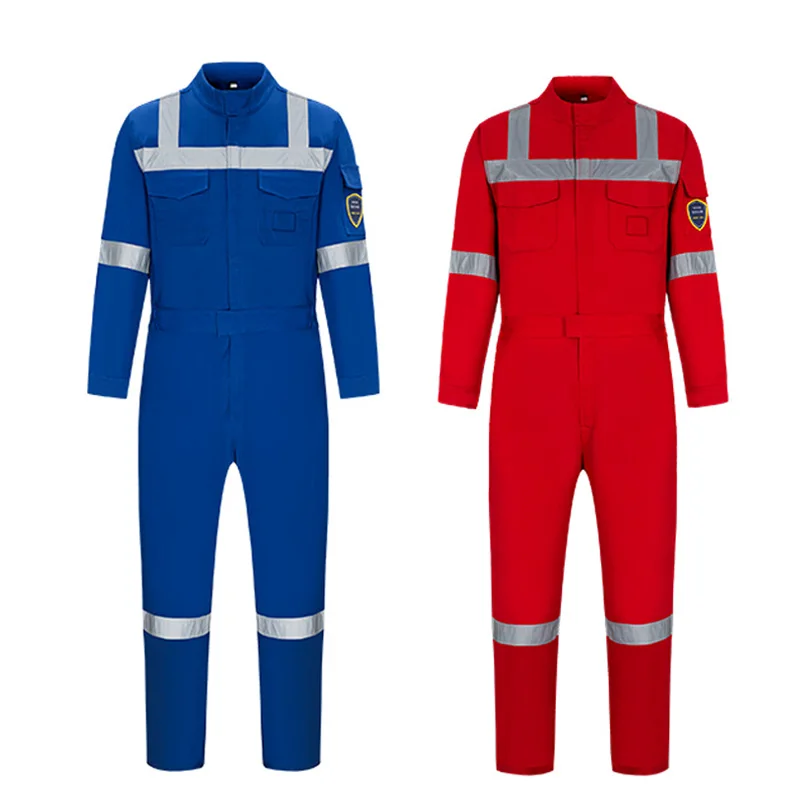 100 Cotton Flame Retardant Coverall Blue FR Working Coveralls With