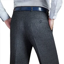 Mu Yuan Yang nowości męskie spodnie garniturowe jesienne i zimowe męskie długie spodnie zagęścić wełniane spodnie na odzież męska tanie tanio muyuanyang CN (pochodzenie) 32381815 Octan CASHMERE Rayon Plisowana Smart Casual Zipper fly Garnitur spodnie