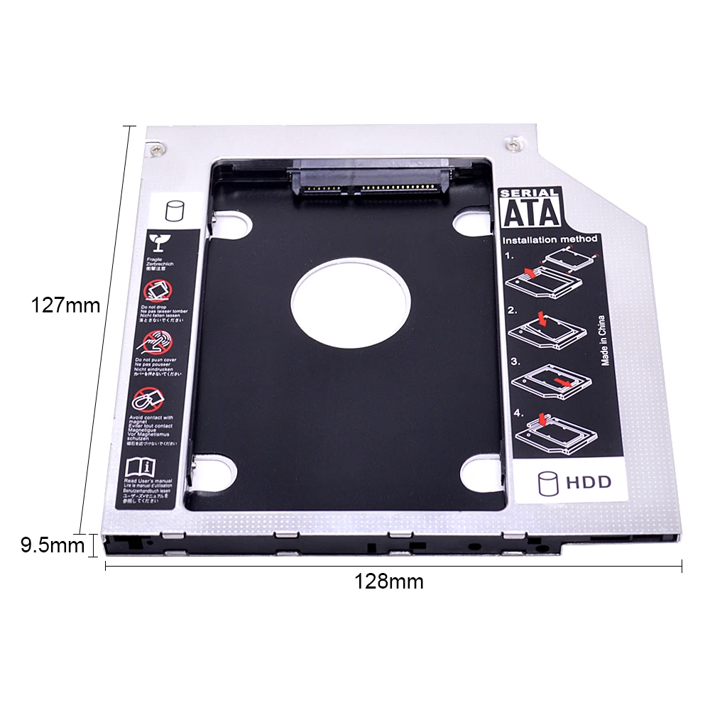 CHIPAL Розничная посылка алюминиевый 2-ой HDD Caddy 9,5 мм SATA 3,0 для 2," SSD чехол Корпус жесткого диска для ноутбука CD DVD rom