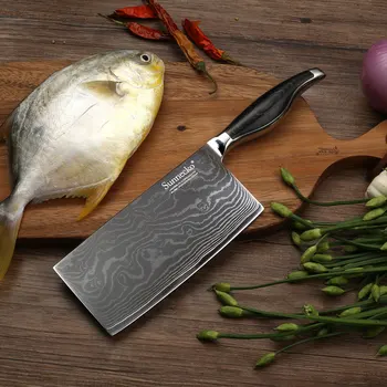 

SUNNECKO 7" inch Cleaver Knife Kitchen Knives Japanese Damascus VG10 Steel 60HRC Chef Knife Meat Cutter Tools Pakka Wood Handle