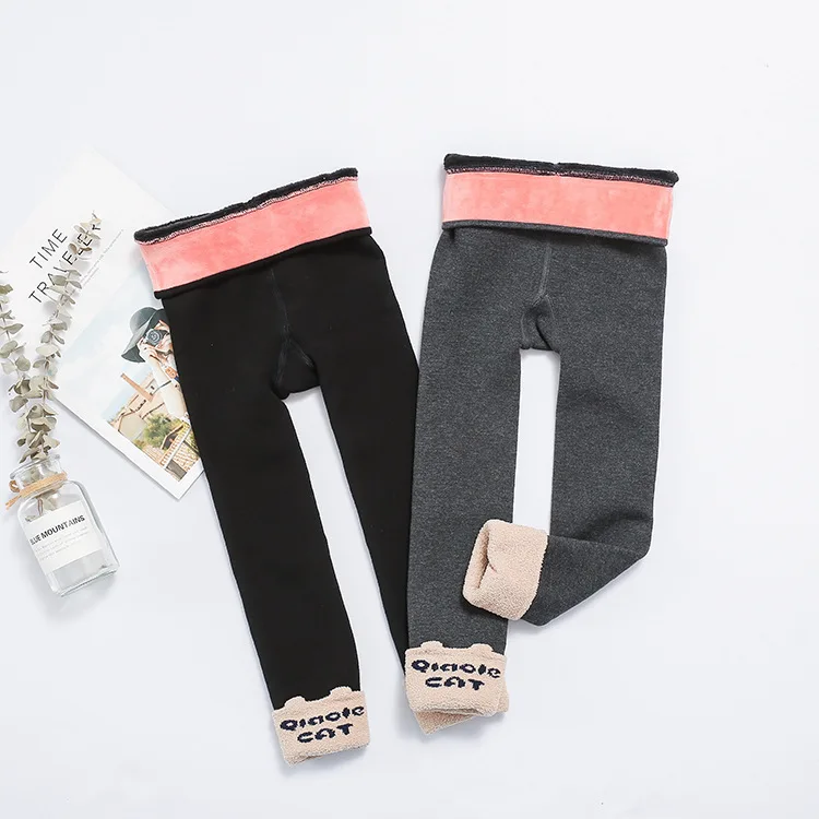 

knitted leggings baby girls cotton plus velvet thickening autumn winter warm letters high waist fashion leggings