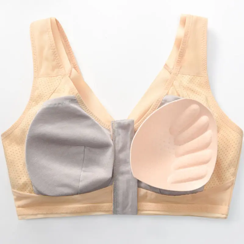 100% Silk Quality Womens Front Zipper Bras Massage Cup Cover Underwear Online Sale-3