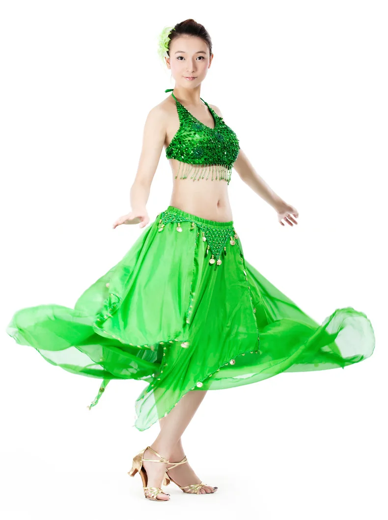 BELLYQUEEN 2 шт./компл. 15 цветов сцены Восточный танец Одежда для танцев Индийский платье практика костюмы