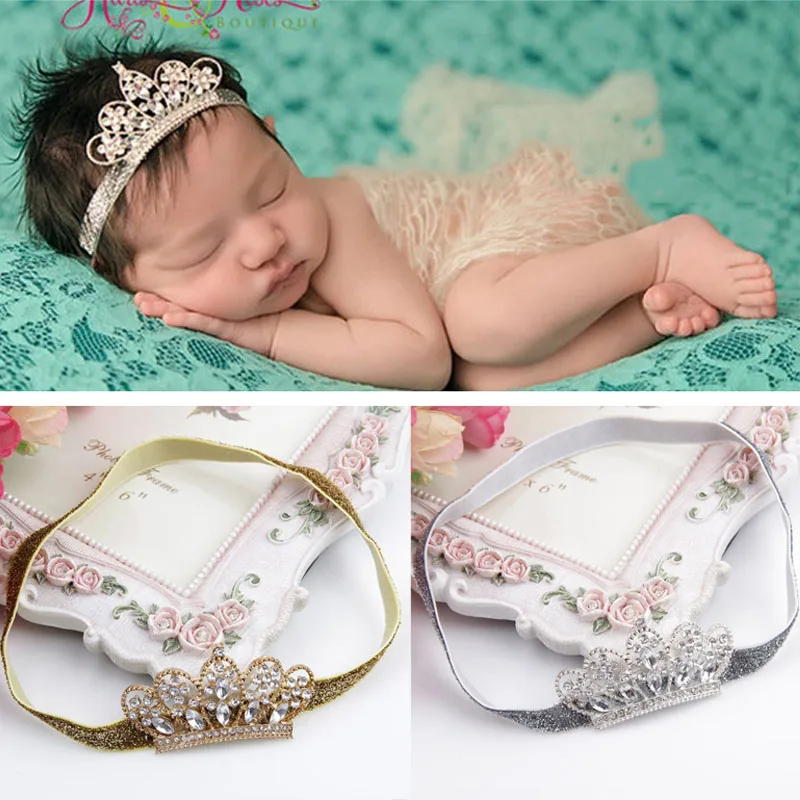 Balleenshiny Pearl Crystal Crown Children's Headband Baby Girls Princess Hair Accessories Newborn Photography Props Headwear cute baby accessories