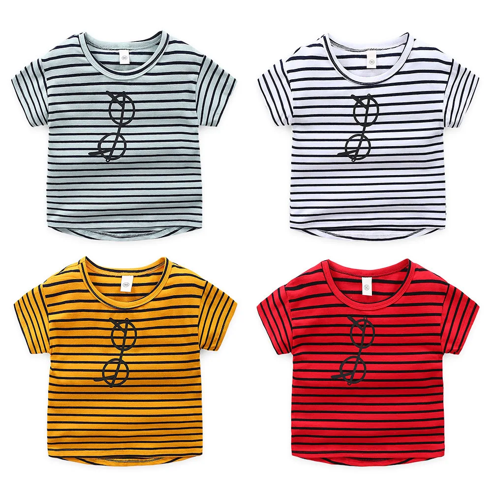 Baby Boy Girl Stripe Cotton T-shirt Kids Toddler Short Sleeve Tee Shirt Top