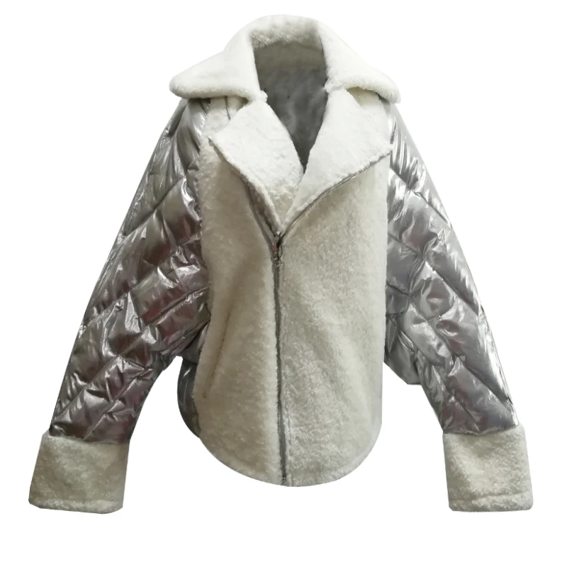 Новинка, зимнее серебряное блестящее пальто для женщин, СВОБОДНЫЙ Модный пуховик с хлопковой подкладкой, пэчворк, короткие теплые глянцевые парки, 4 вида цветов A9801-3