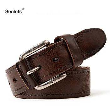 

luxury genuine leather belt men vintage buckle men's belt handmade jeans strap good quality cowhide skin black color
