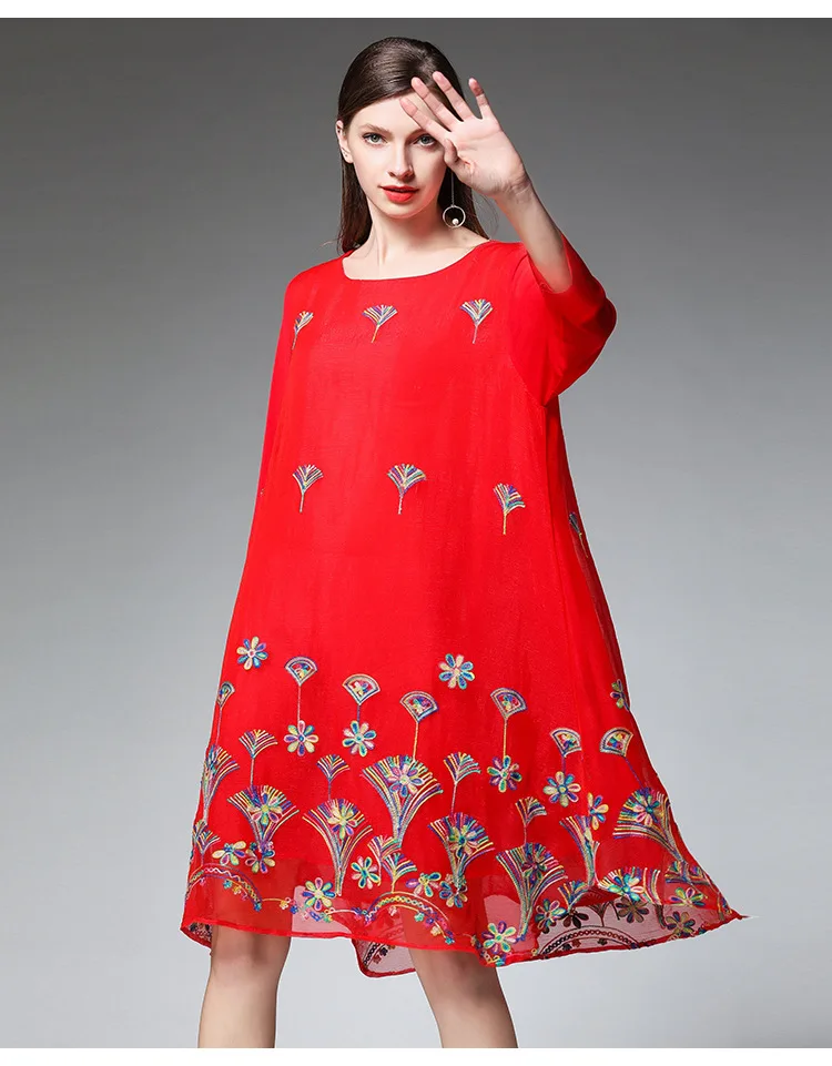 Весеннее летнее женское платье-миди размера плюс элегантное шифоновое платье с цветочной вышивкой с длинным рукавом Вечерние платья vestidos XXXXL