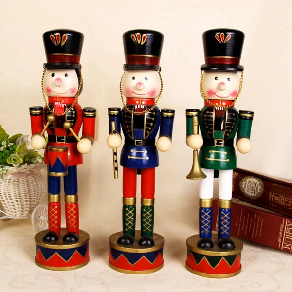

D320 Movable doll puppets 38 cm lovely version of The Nutcracker puppet musicians, hand-painted walnut soldiers King 3pcs/lot