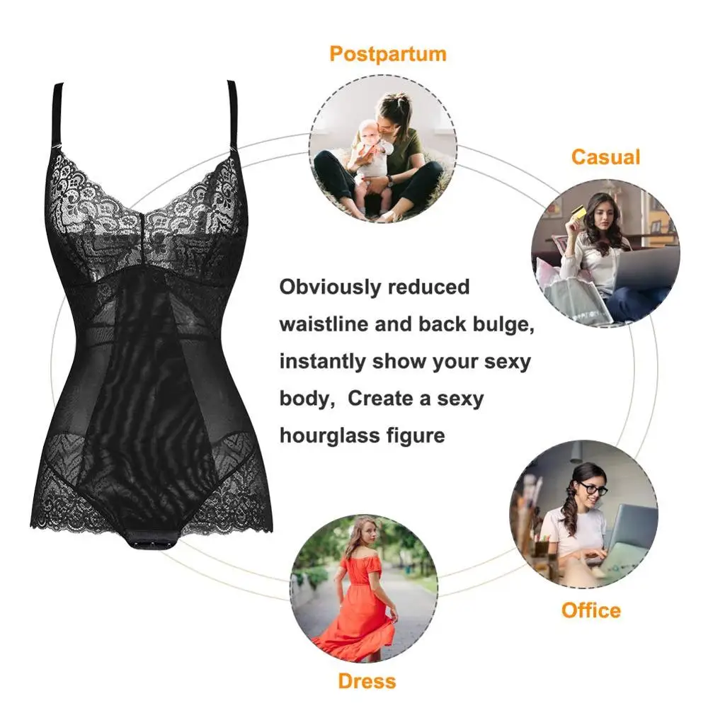  HEXIN Women Slimming Underwear Sexy lace Lift Bras Shaper Bodysuit Shapewear Adjustable Strap Lifte