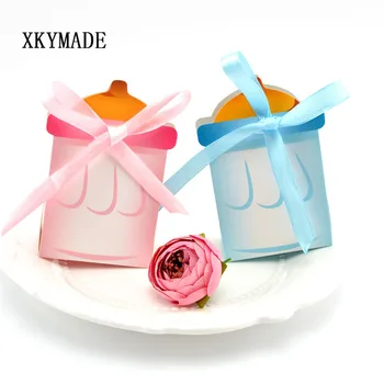 

200pcs Paper Milk Bottle Design Candy Box Paper Bag Candy Gift Box Baby Shower Baptism Kids Birthday Party Supplies