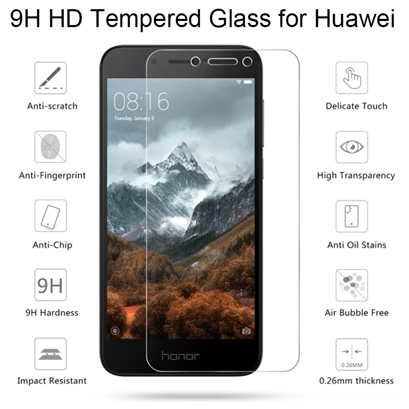 Закаленное стекло для Huawei Honor 4A 5A 6A Pro экрана V8 Max V9 Play Note 8 View 10 10|Защитные стёкла и