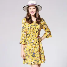 2017 Autumn new Fashion women s clothing Dress V Neck Butterfly Sleeve Three Quarter mini Dress