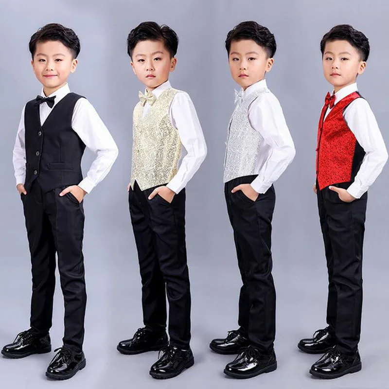 Boys vest set children clothing set boys suits for weddings Prom clothes child piano costume suit for boy waistcoat shirt pants (2)