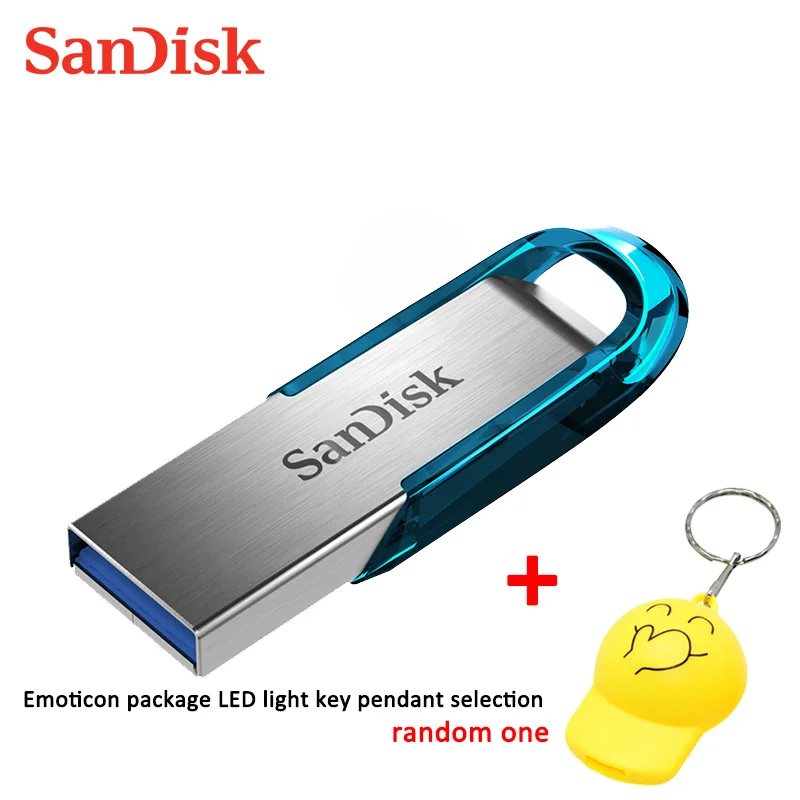 Двойной Флеш-накопитель SanDisk CZ73 USB3.0 флеш-накопитель 128 Гб 64 Гб оперативной памяти, 32 Гб встроенной памяти, супер Скорость USB флеш-накопитель читать Скорость до 150 МБ/с. USB3.0 флеш-накопителей и 128 ГБ - Цвет: CZ73 blue-LED