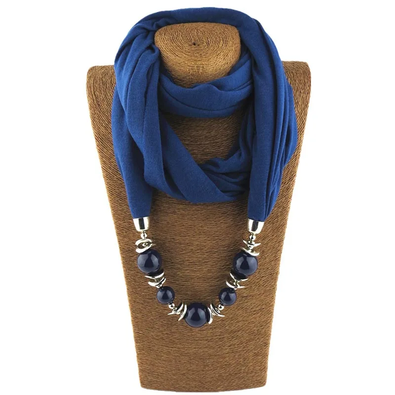 Модный дизайнерский шарф, этнический шифон, Одноцветный воротник, кисточка, великолепные подвески с бусинами, ювелирные изделия, ожерелье, шарф, женские шали, шарфы - Окраска металла: 5