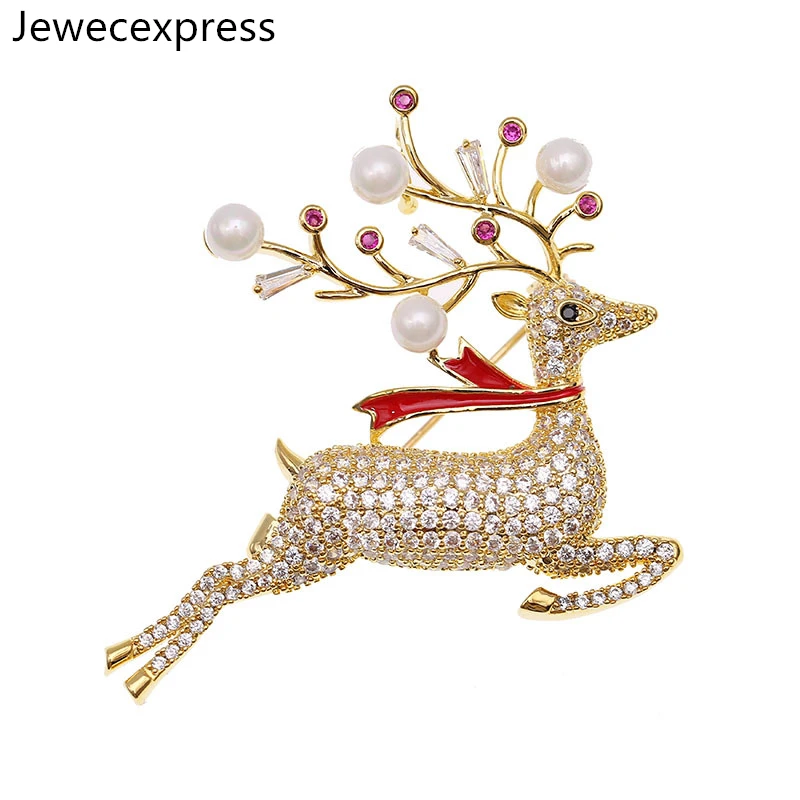 Jewecexpress Santa elk bright Zirconia brooches Women jewelry | Украшения и аксессуары
