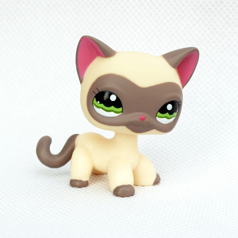 

pet shop lps toys #1116 red ear grey mask standing short hair cat animal kitty
