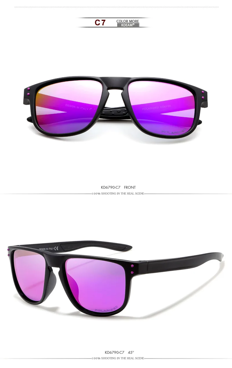 Новые мужские солнцезащитные очки, поляризационные спортивные солнцезащитные очки KDEAM, мужские зеркальные солнцезащитные очки классического дизайна для вождения, мужские очки с коробкой