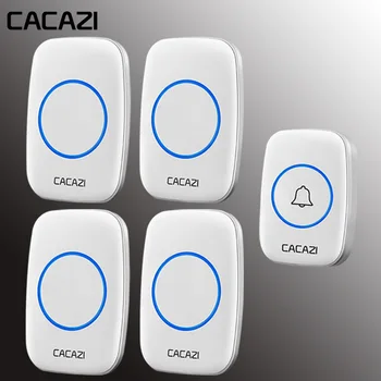 

CACAZI Home Waterproof Intelligent Wireless Doorbell US EU UK Plug LED Light call Bell 1 Button 4 Receivers 60 Chime 5 Volume