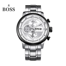 BOSS Germany watches men luxury brand pilot series large dial male three strip watch chronograph date gray montre Homme