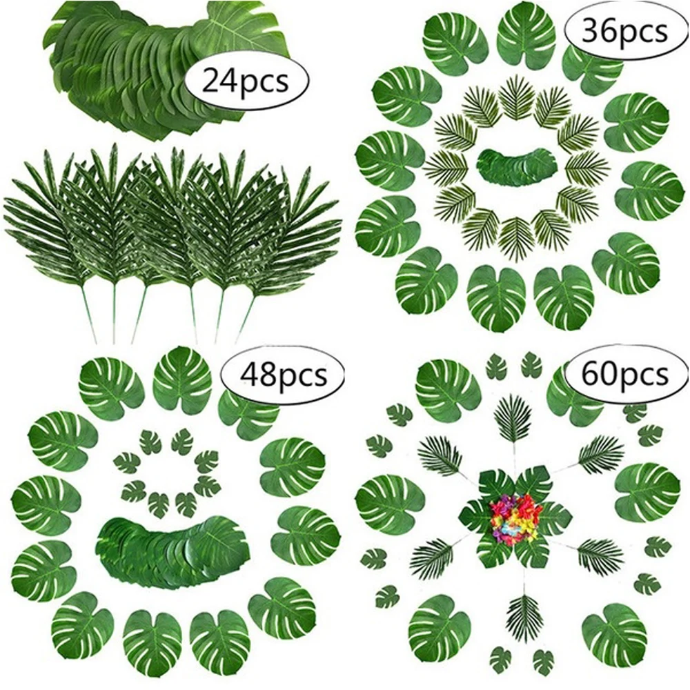 

Artificial Palm Leaves 1 Set Creative Beach Summer Wedding Beautiful Aloha Luau Table Decoration Hawaiian Jungle Themed Party