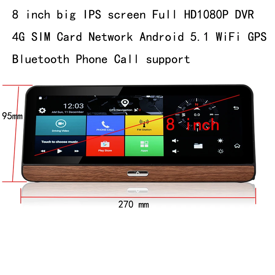 " сенсорный 4G Автомобильный видеорегистратор Камера gps навигация Android 5,0 wifi Bluetooth FHD 1080 P двойной объектив камера заднего вида карта