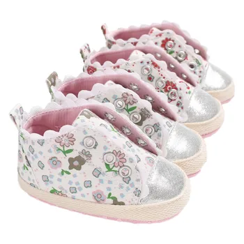 

Soft Anti-slip First Walkers Shoes JK Newborn Baby Girls Small Fresh Floral Casual Soft Bottom Baby Toddler Lace Shoes