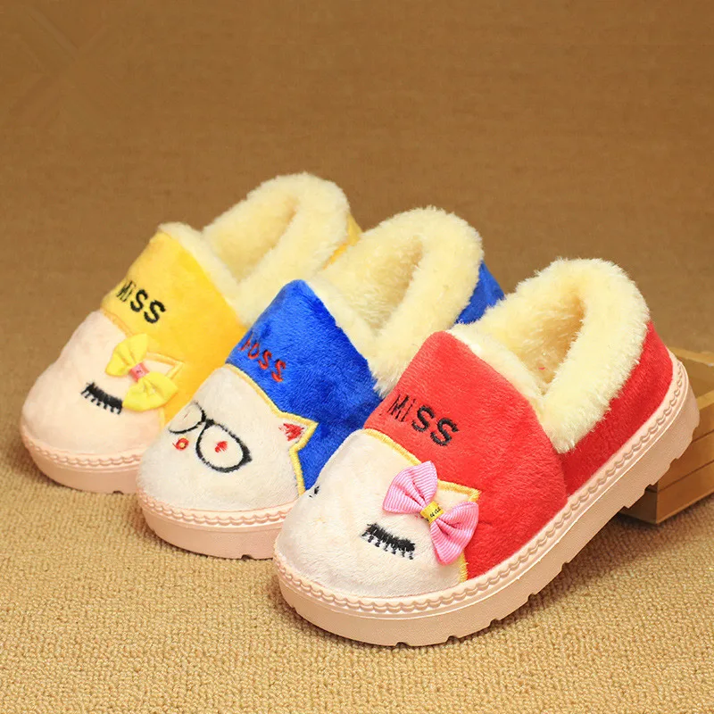 

2018 Winter Warm Plush Children Casual Shoes Baby Boys And Girls Slippers 2 To 6 Years Old Kids Household Shoes Sneakers