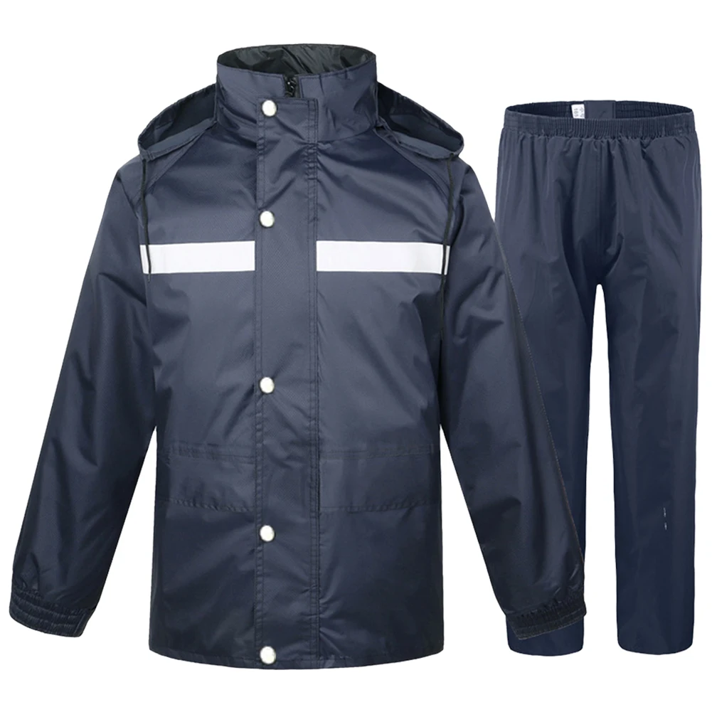 

2 Pcs Bike Worker Warning Pants Thick Split Suit Motorcycle Raincoat Set Adult Riding Waterproof Reflective Outdoor Protective
