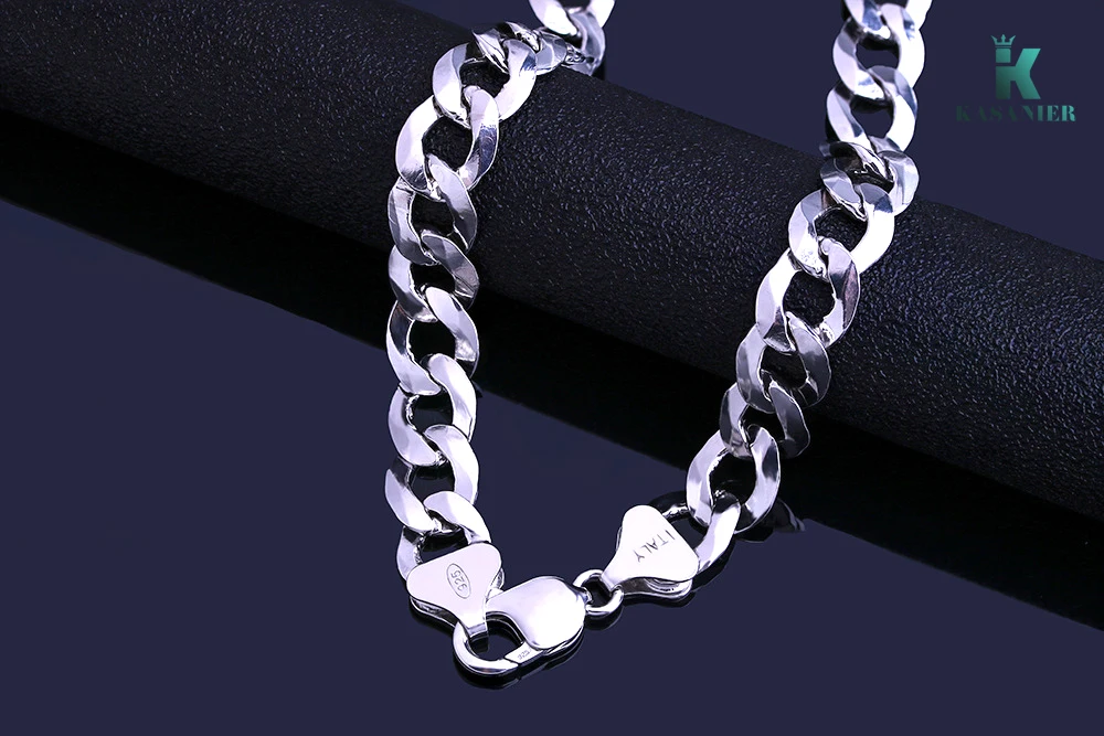 KASANIER, Настоящее Серебро S925 пробы, 4-12 мм, ширина, мужское ожерелье, подарок, панцирное ожерелье, мужские ювелирные изделия в стиле хип-хоп рок