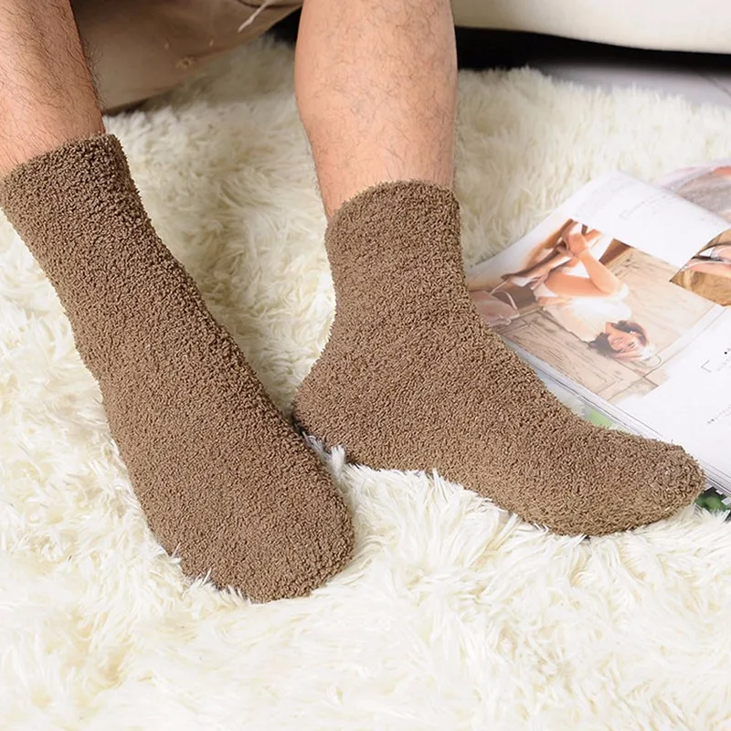 1 пара очень уютных кашемировых носков для мужчин и женщин, зимние теплые домашние Пушистые Носки для сна, Прямая поставка