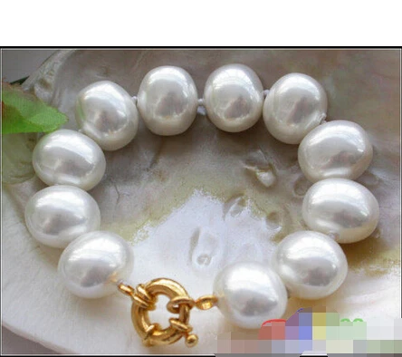 

p2444 8" 19mm white egg SOUTH SEA SHELL PEARL bracelet Noble style Natural Fine jewe Fast (D) SHIPPING