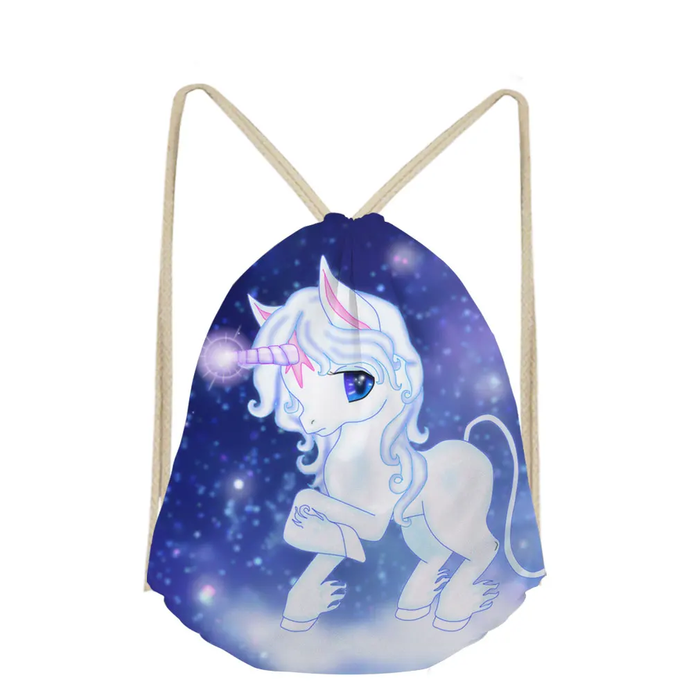 

3D Cartoon Unicorn Pattern Backpack Small Drawstring Bag Pocket Case Casual School Bag for Kids Mochila Sport Shoe Backpack