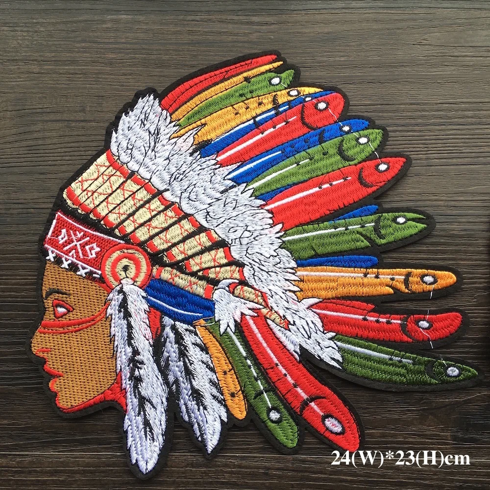 

Wholesale 1Piece Cool American Indian Face Iron on Embroidery Applique Patches, Iron on Patches Applique for Clothes LSHB638