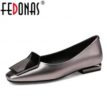 FEDONAS 2018 New Fashion Women Genuine Leather Shoes Square Toe Thin High Heels Luxury Shoes Woman Wedding Party Pumps Big Size