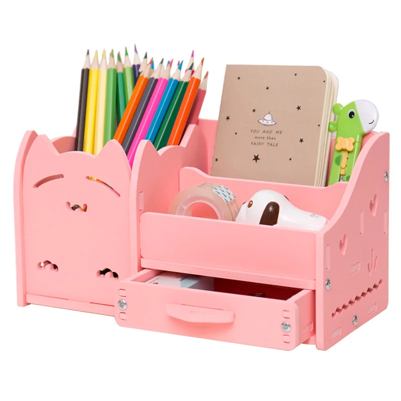 Tanie Muiti funkcja DIY biurko szkolne Pen ołówki szuflada schowek na okulary Box stół prosty ołówek uchwyt półki materiały biurowe