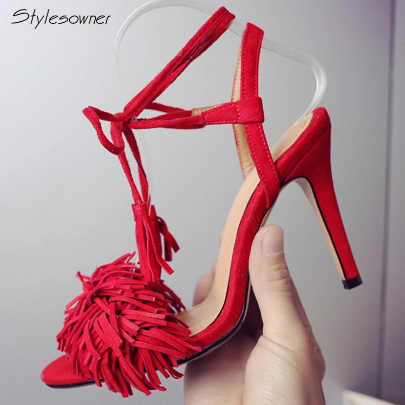 fringe tassel heels