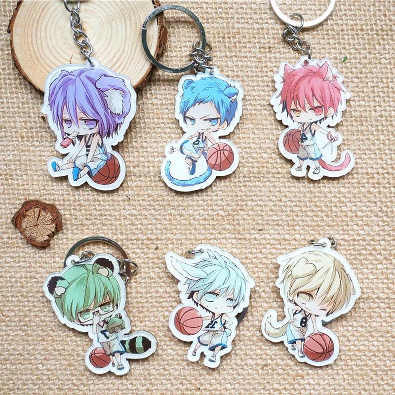 6 шт./компл. аниме KeychianKuroko no Basket Figures Kuroko Tetsuya Kagami Taiga Kise Ryouta Rabbit Ear Cosplay Keyring Portachiavi|rabbit