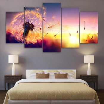 

5pcs, Full Square 5D DIY Diamond Painting Dandelion Flying in Sunset diamond Embroidery mosaic Cross Stitch Rhinestones