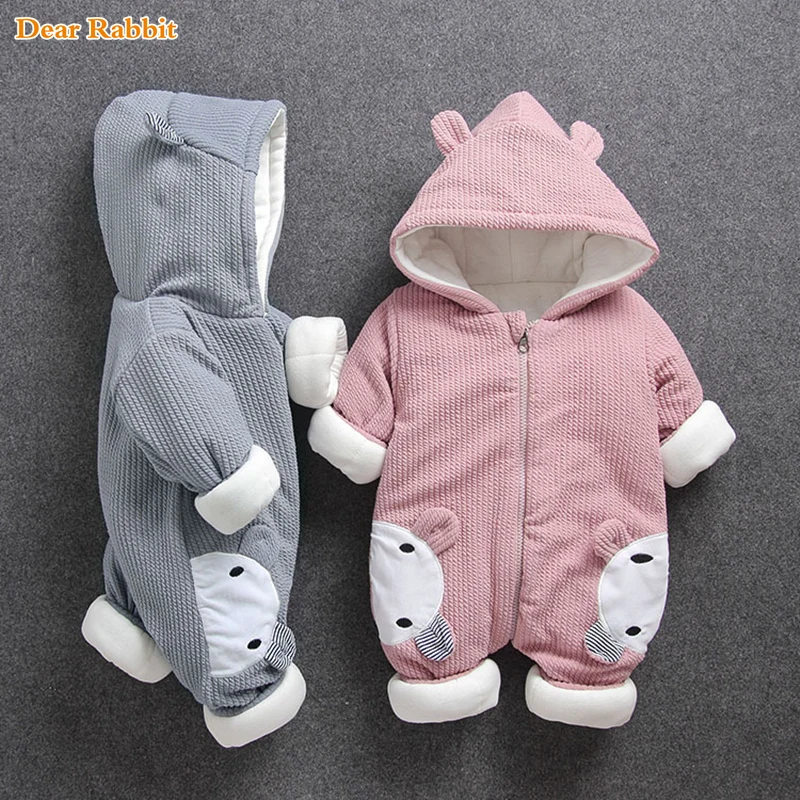 

2019 Newborn Infant Baby Girl Boy Clothes Cute Ear Romper Jumpsuit Playsuit Autumn Winter Thick Warm Bebes Rompers One Piece